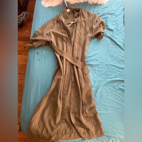 MNG Basics xs size 2 army green fall pinstripe dress - Picture 3 of 5